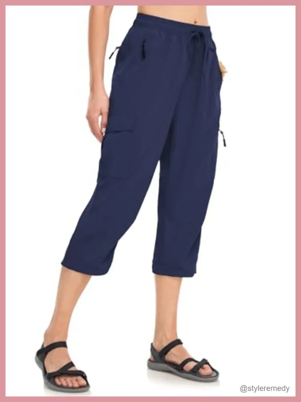 Women's Cargo Hiking Capri Quick Dry Water Resistant 4 Zip Pockets